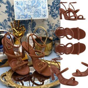 🆕 ARMANI EXCHANGE 🧿 NWOB Heeled Sandals with Straps, Brown - Sz US 5 EU 36